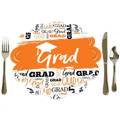 Big Dot of Happiness Orange Grad - Best is Yet to Come - Orange Graduation Party Round Table Decorations - Paper Chargers - Place Setting For 12