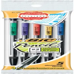 BIC Mechanical #2 Pencils .7mm 5/Pkg-Assorted Colors
