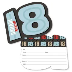 Big Dot of Happiness Boy 18th Birthday - Shaped Fill-In Invitations - Eighteenth Birthday Party Invitation Cards with Envelopes - Set of 12