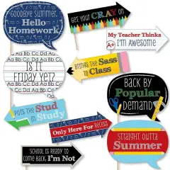 Big Dot of Happiness Funny Classic Back to School - First Day of School Decorations and Photo Booth Props Kit - 10 Piece
