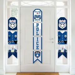 Big Dot of Happiness Calling All Units - Police - Hanging Vertical Paper Door Banners - Cop Birthday Party or Baby Shower Wall Kit - Indoor Door Decor