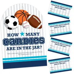 Big Dot of Happiness Go, Fight, Win - Sports - How Many Candies Baby Shower or Birthday Party Game - 1 Stand and 40 Cards - Candy Guessing Game