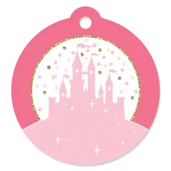 Big Dot of Happiness Little Princess Crown - Pink and Gold Princess Baby Shower or Birthday Party Favor Gift Tags (Set of 20)