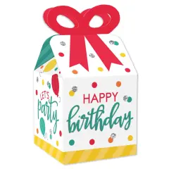 Big Dot of Happiness Colorful Happy Birthday - Square Favor Gift Boxes - Birthday Party Bow Boxes - Set of 12