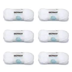 Bernat Handicrafter Cotton White Yarn - 6 Pack of 50g/1.75oz - Cotton - 4 Medium (Worsted) - 80 Yards - Knitting/Crochet