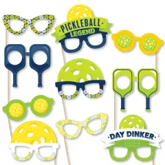 Big Dot of Happiness Let&rsquo;s Rally - Pickleball Glasses - Paper Card Stock Birthday or Retirement Party Photo Booth Props Kit - 10 Count