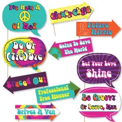 Big Dot of Happiness Funny 60's Hippie - 1960s Groovy Party Photo Booth Props Kit - 10 Piece