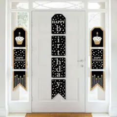 Big Dot of Happiness Adult Happy Birthday - Gold - Hanging Vertical Paper Door Banners - Birthday Party Wall Decoration Kit - Indoor Door Decor