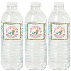 Big Dot of Happiness Let's Be Mermaids - Baby Shower or Birthday Party Water Bottle Sticker Labels - Set of 20
