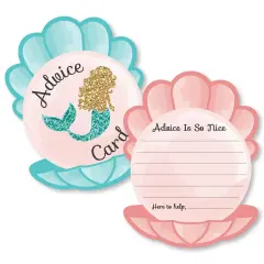 Big Dot of Happiness Let's Be Mermaids - Seashell Wish Card Baby Shower Activities - Shaped Advice Cards Game - Set of 20