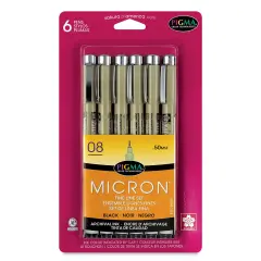 Sakura Pigma Micron Pens - Set of 6, Black, 08