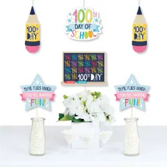 Big Dot of Happiness Happy 100th Day of School - Pencil, Chalkboard and Star Decorations DIY 100 Days Party Essentials - Set of 20