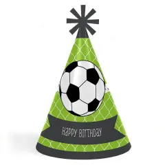 Big Dot of Happiness Goaaal - Soccer - Cone Happy Birthday Party Hats for Kids and Adults - Set of 8 (Standard Size)