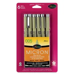 Sakura Pigma Micron Pens - Set of 6, Black, 005