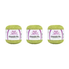 Aunt Lydia Classic Wasabi Crochet - 3 Pack of 350y/320m - Cotton - Gauge 10 - Crochet