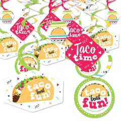 Big Dot of Happiness Taco 'Bout Fun - Fiesta Hanging Decor - Party Decoration Swirls - Set of 40