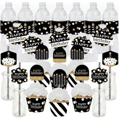 Big Dot of Happiness Adult Happy Birthday - Gold - Birthday Party Favors and Cupcake Kit - Fabulous Favor Party Pack - 100 Pieces
