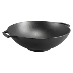 Lodge Cast Iron Cooking Wok, L14W, Bowl Shaped, Retains Heat, Wide 14 inch Top x 6 inch Base