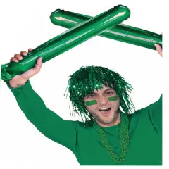 2 Cheerleader Team School Spirit Rally Green Inflatable Colored Spirit Sticks