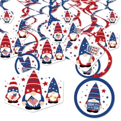 Big Dot of Happiness Patriotic Gnomes - Holiday Gnome Party Hanging Decor - Party Decoration Swirls - Set of 40