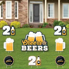 Big Dot of Happiness Cheers and Beers to 21 Years - Yard Sign and Outdoor Lawn Decorations - 21st Birthday Party Yard Signs - Set of 8