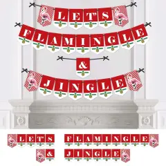 Big Dot of Happiness Flamingle Bells - Party Bunting Banner - Tropical Flamingo Christmas Party Decorations - Let's Flamingle and Jingle