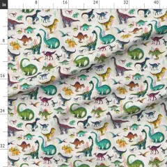 Various Fabrics by the Yard or Fat Quarter Dinosaur Jurassic Prehistoric Colorful Watercolor Hand Drawn Animals Custom Printed Fabric by Spoonflower