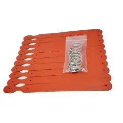 Blank Leather Keychains &ndash; 3/4" Full Grain DIY Kit (10 Pack)-Promotional-Fundraising-Personalized Gifts Orange