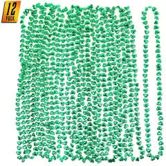 Green Shamrock Beads Necklaces - St Patricks Day Irish Clover Bead Necklace Party Favors Pack - 1 Dozen