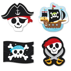 Big Dot of Happiness Pirate Ship Adventures - DIY Shaped Skull Birthday Party Cut-Outs - 24 Count