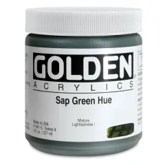 Golden Heavy Body Artist Acrylics - Sap Green Historic Hue, 8 oz Jar