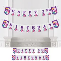 Big Dot of Happiness 3rd Birthday Roar Dinosaur Girl - Three Rex Dino Third Birthday Party Bunting Banner - Party Decorations - Happy 3rd Birthday