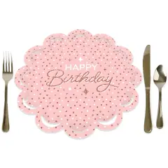 Big Dot of Happiness Pink Rose Gold Birthday - Happy Birthday Party Round Table Decorations - Paper Chargers - Place Setting For 12