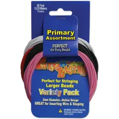 Pepperell Braiding Pony Bead Lacing Variety Pack 60'-Primary Colors