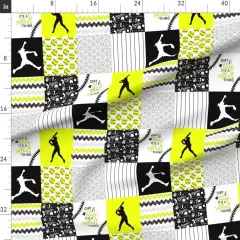 Various Fabrics by the Yard or Fat Quarter Softball Baseball Neon Yellow Black Womens Sports Girls Chevron Wholecloth Quilt Topper Cheater Custom Printed Fabric by Spoonflower
