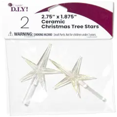 CousinDIY Ceramic Christmas Tree Stars 2.75"X1.875" 2/Pkg-Iridescent