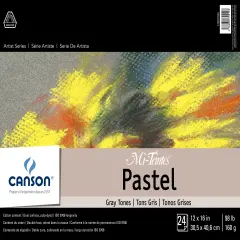 Canson Mi-Teintes Pastels Paper Pad 12"X16"-Gray Tones 24 Sheets