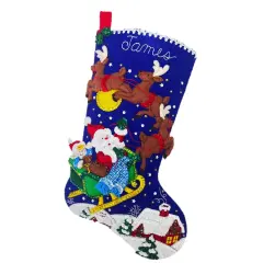 Bucilla Felt Stocking Applique Kit 18" Long-Santa's Sleigh Ride