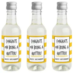 Big Dot of Happiness Retirement Party - Mini Wine and Champagne Bottle Label Stickers - Retirement Party Favor Gift for Women and Men - Set of 16