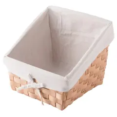 Wooden Angled Display Basket with Fabric Liner for Storage and Display