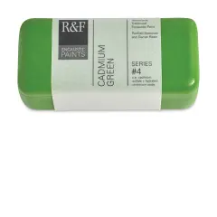 R&F Encaustic Paint Block - Cadmium Green, 104 ml block