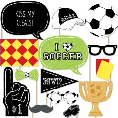Big Dot of Happiness Goaaal - Soccer Photo Booth Props Kit - 20 Count