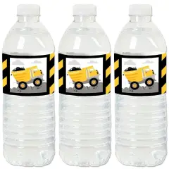 Big Dot of Happiness Dig It - Construction Party Zone - Baby Shower or Birthday Party Water Bottle Sticker Labels - Set of 20