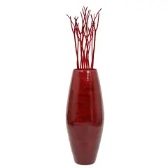 Uniquewise Tall Cylinder Bamboo Floor Vase Decorative Accent for Hotel Lobbies and Spa, Perfect Decor for Living Room or Hallway