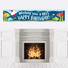 Big Dot of Happiness Let's Go Fishing - Happy Birthday Fish Themed Decorations Party Banner
