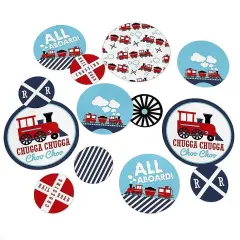 Big Dot of Happiness Railroad Party Crossing - Steam Train Birthday Party or Baby Shower Giant Circle Confetti - Party D&eacute;cor - Large Confetti 27 Count