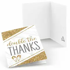 Big Dot of Happiness It's Twins - Gold Twins Baby Shower Thank You Cards (8 count)