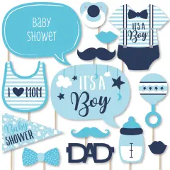 Big Dot of Happiness It's a Boy - Blue Baby Shower Photo Booth Props Kit - 20 Count