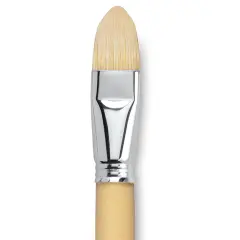 Escoda Clasico Chungking White Bristle Brush - Short Filbert, Long Handle, Size 24