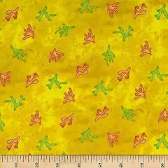 Sea Shanty Seaweed Yellow Cotton Fabric by Clothworks